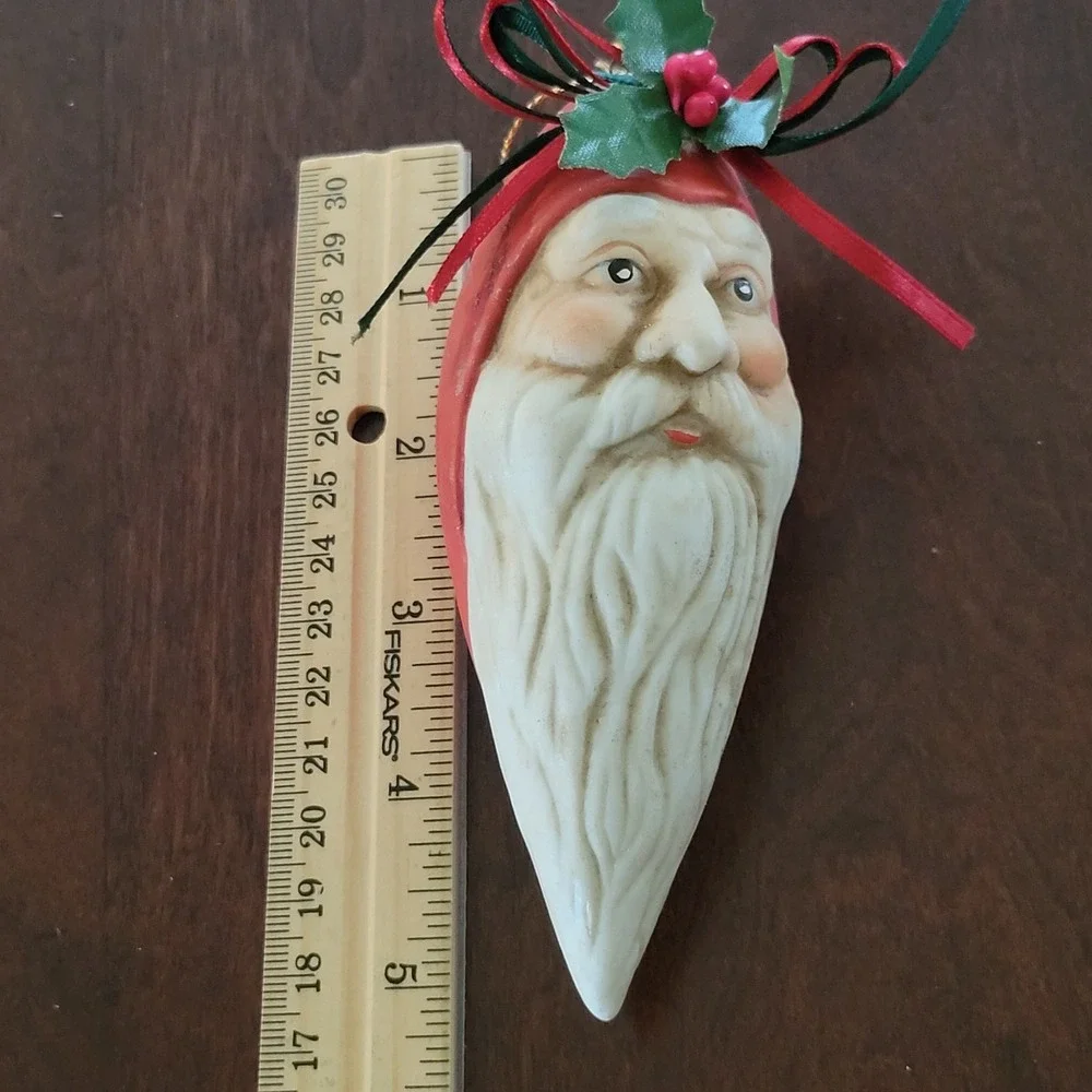 Set of‎ 4 Santa Face Christmas Ornaments w/ Star Original Box Holiday Tree Decor